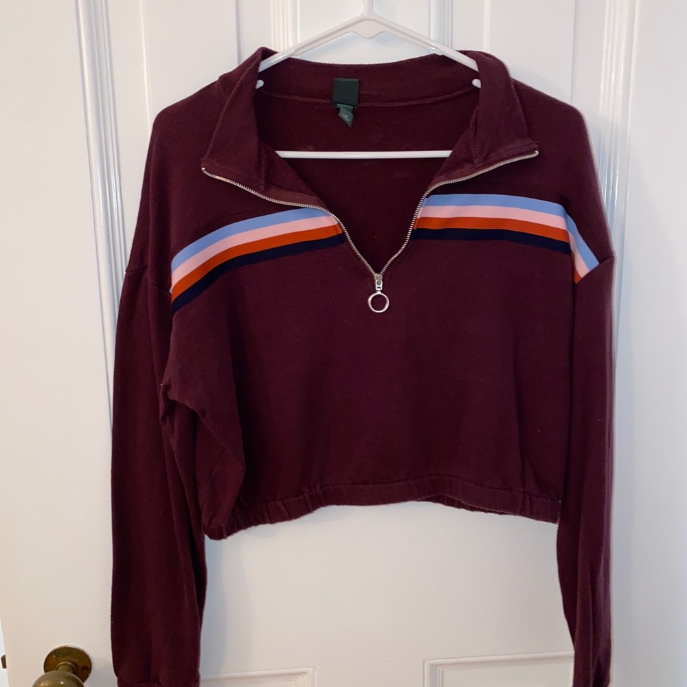 Wild Fable Cropped Maroon Quarter Zip